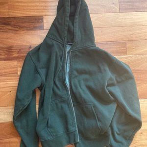 Brandy Melville Green Zip-Up Sweatshirt